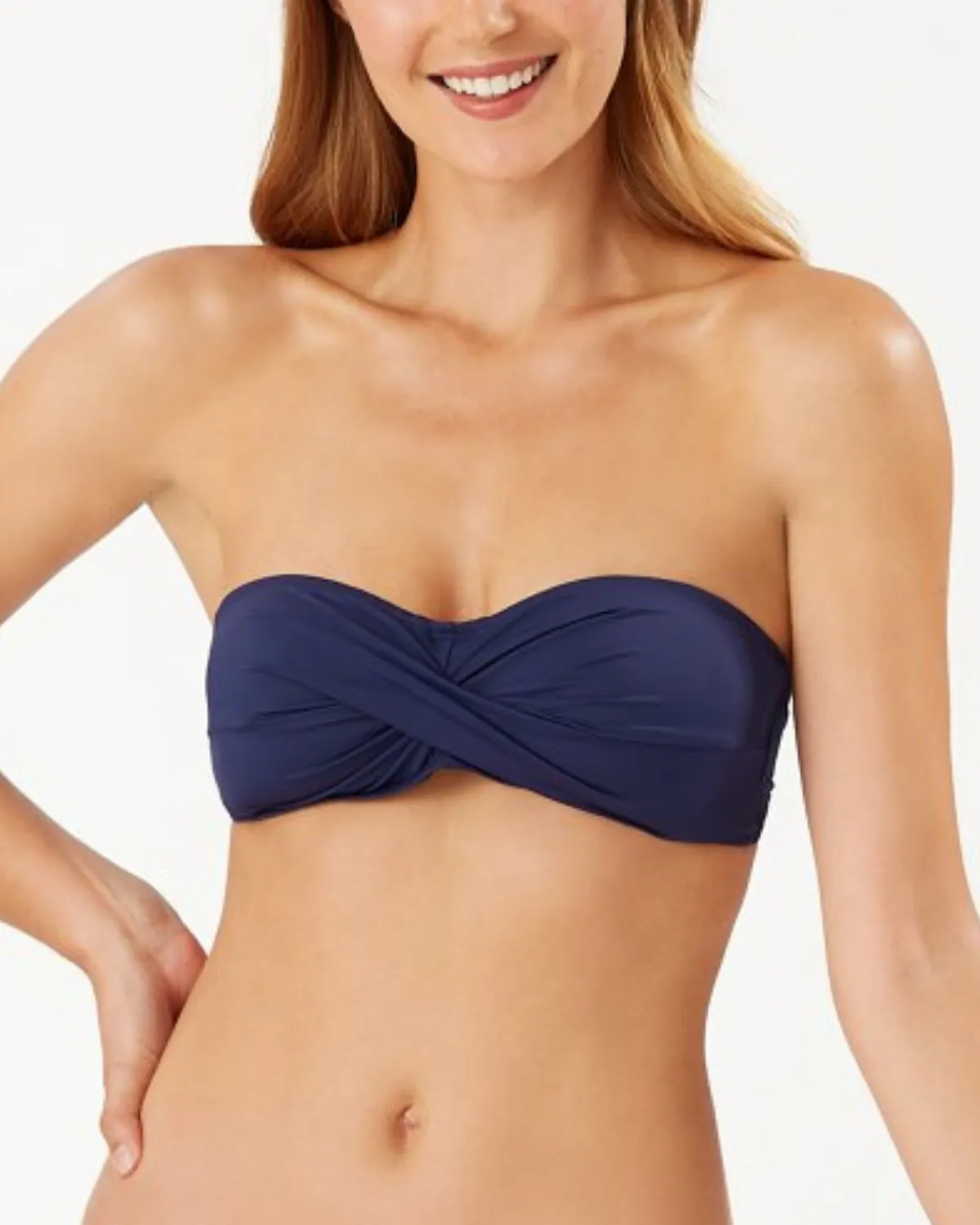 2024 Tommy Bahama Pearl Solids Twist Front Bandeau Bikini Top - Tsw31006t