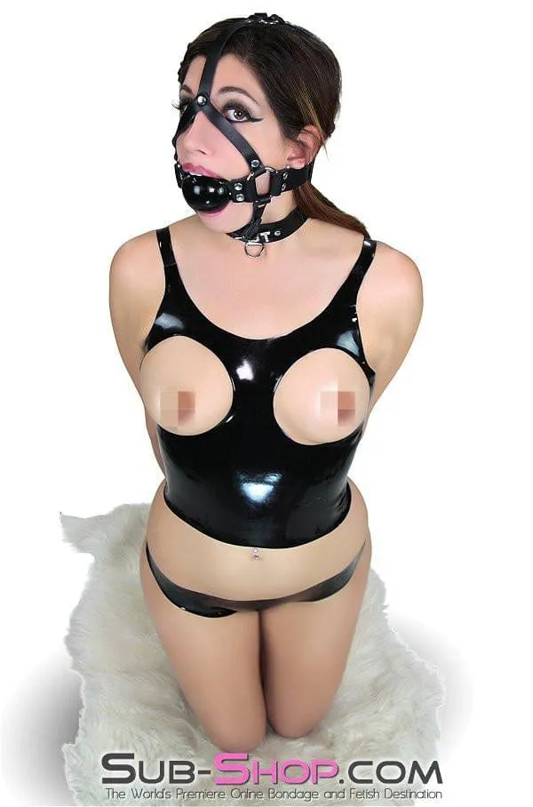 2960D      Latex Rubber Flirty Open Breast Bra Top