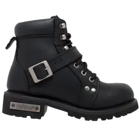 8143 Women's YKK Zipper Black Biker Boot