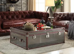 Aberdeen Vintage Dark Brown Top Grain Leather & Stainless Steel Coffee Table