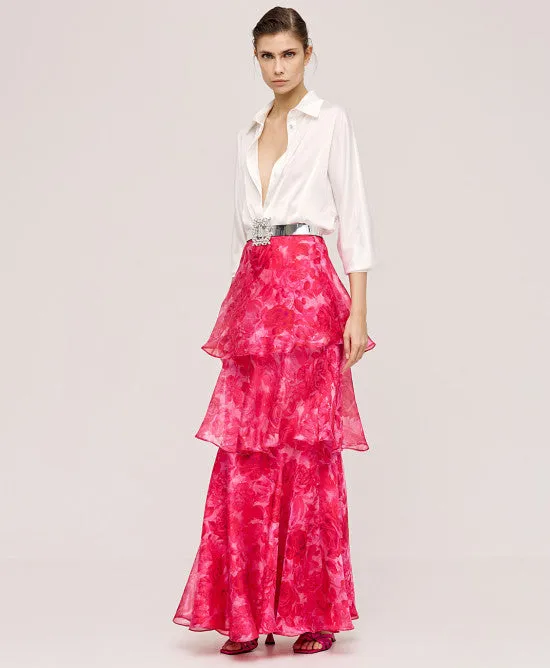 Access Fashion Pink Maxi Ruffle Skirt