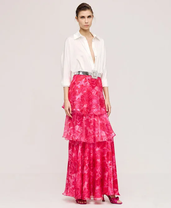 Access Fashion Pink Maxi Ruffle Skirt