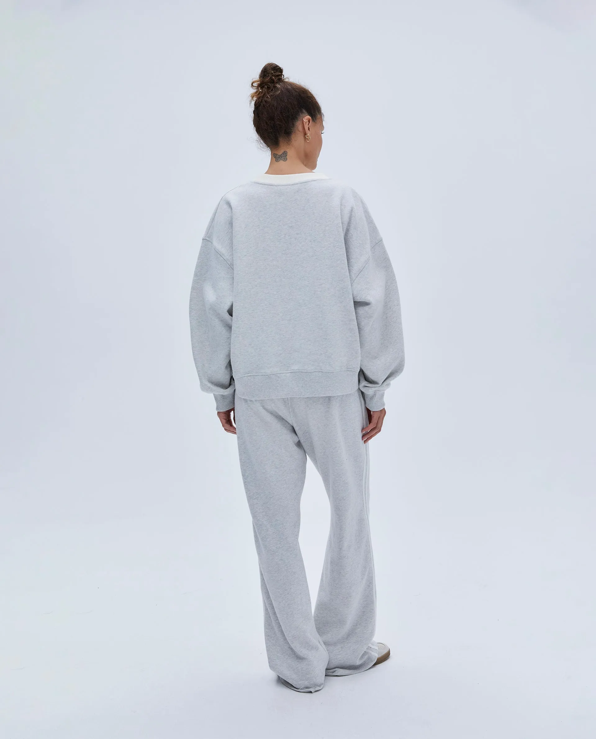 ADA Stitch Loose Fit Sweatshirt - Light Grey Melange/Marshmallow White