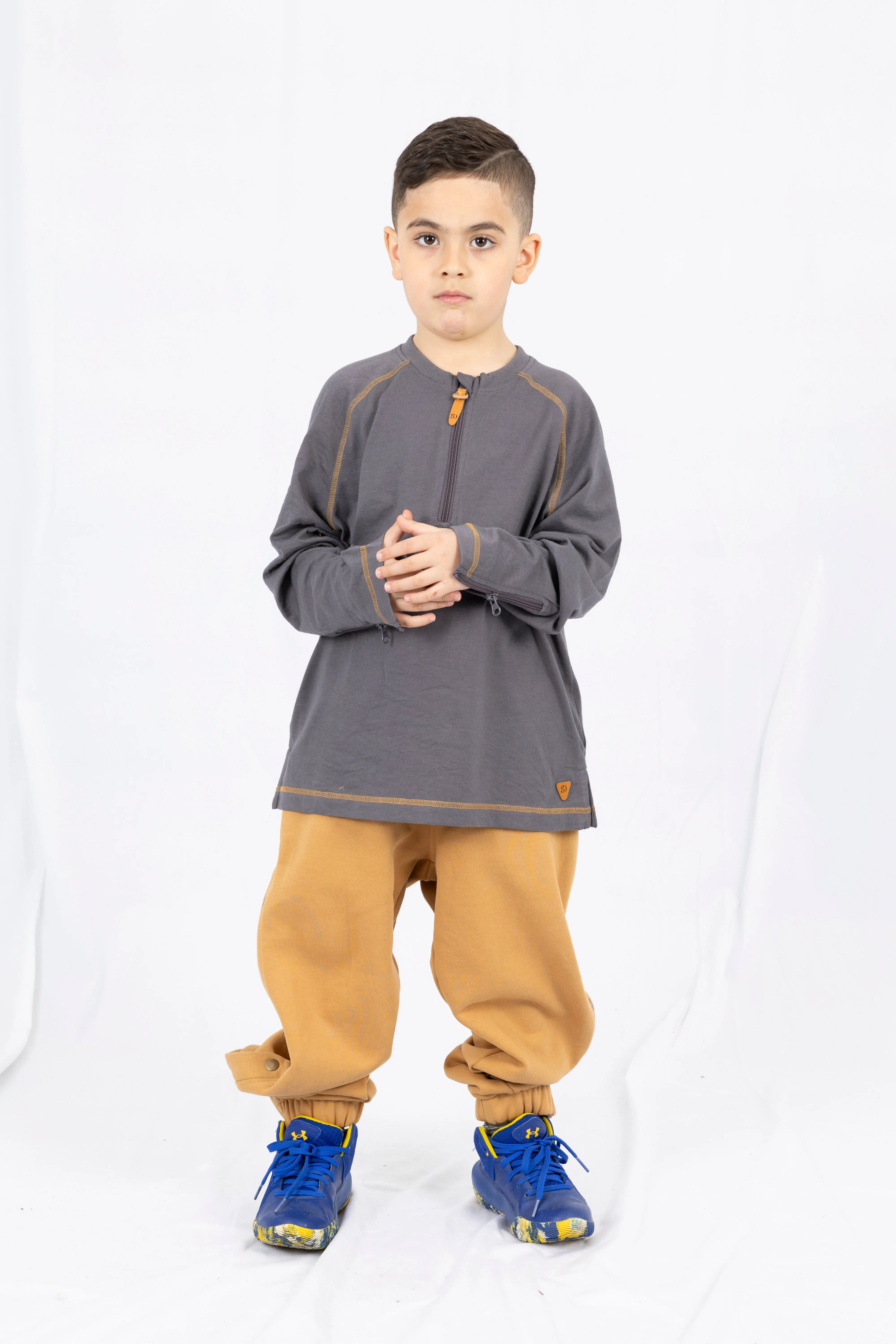 Adaptive Kids Jogger Sweatpants, Adjustable Elastic waist, Full Side Zipper for Easy Undressing