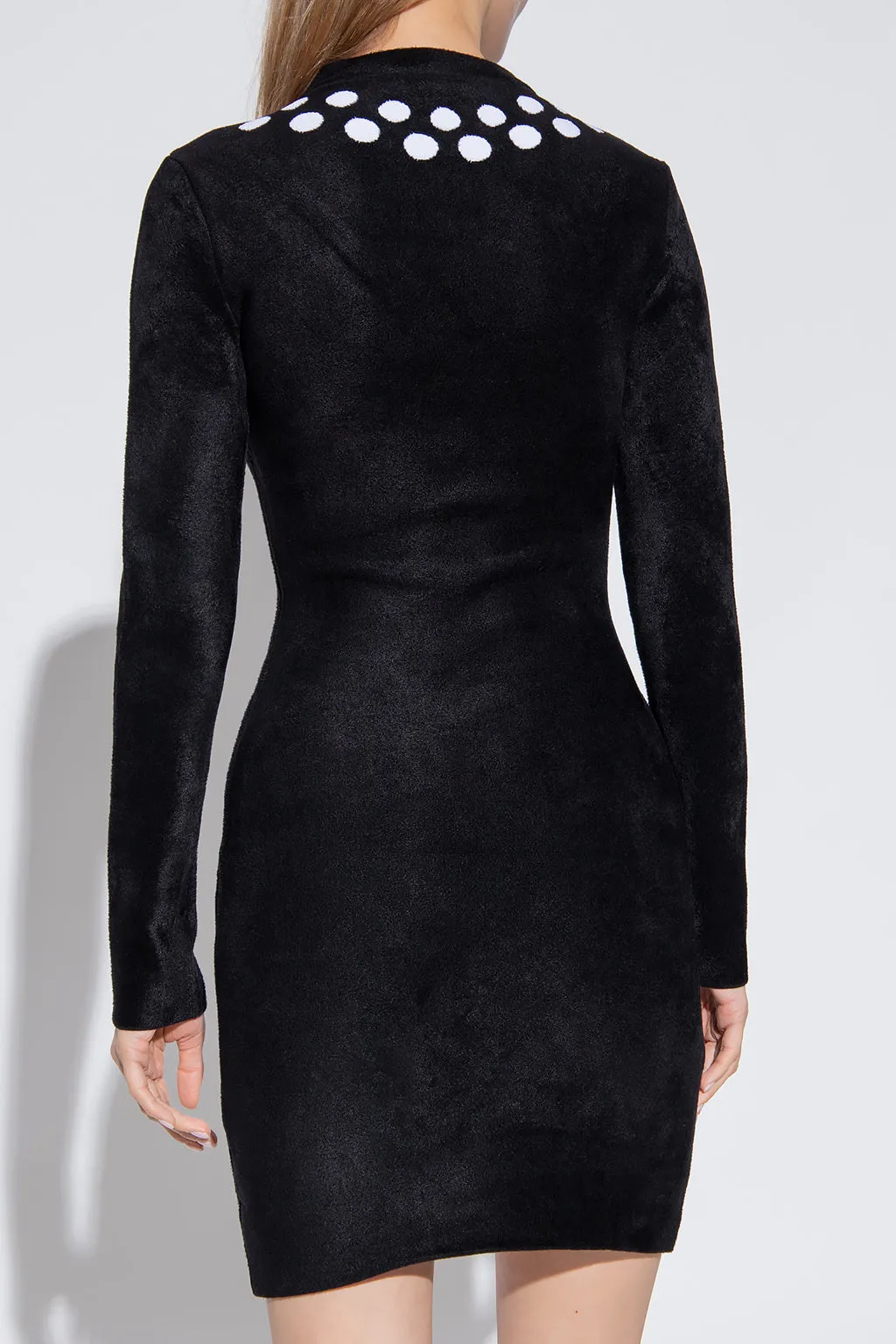 Alaia New Black Dress Jacquard Wool Blend Mini Stretch