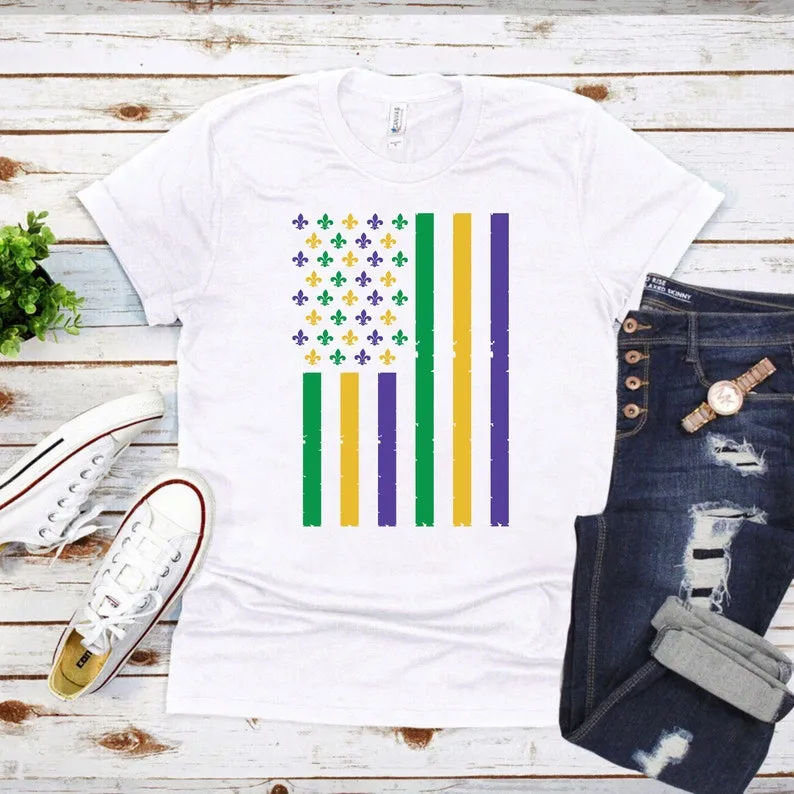 American Flag Mardi Gras T-Shirt