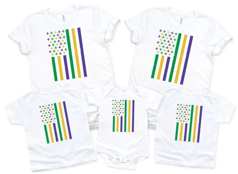 American Flag Mardi Gras T-Shirt