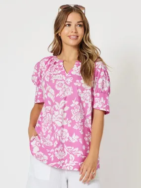 Amour Cotton Print Top - Pink