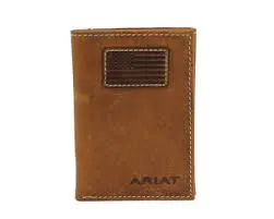 Ariat Men's US Flag Patriot Trifold Leather Wallet