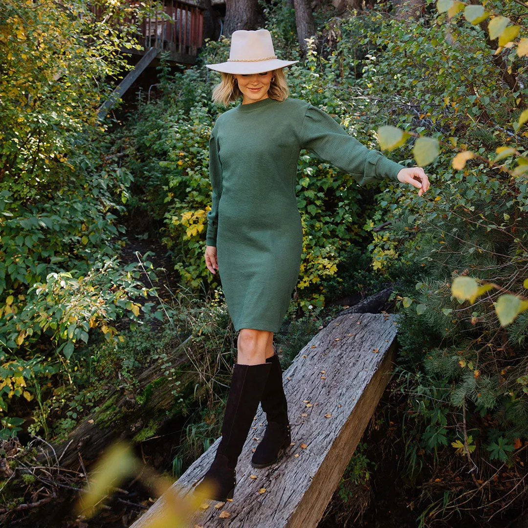 Atlas Ribbed Sweater Dress, Emerald