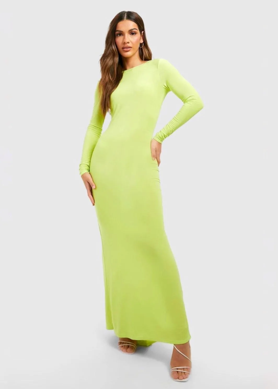 Backless Long Sleeved Maxi Bodycon Dress