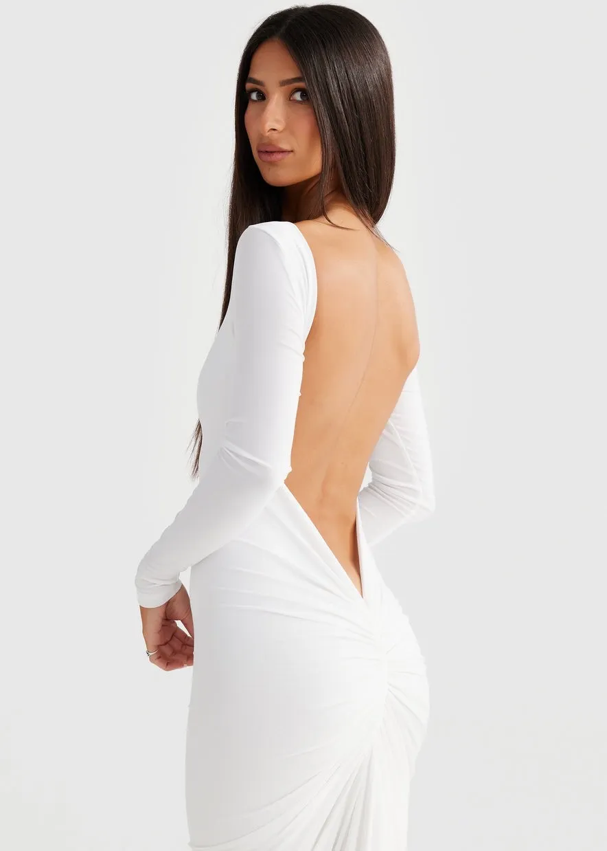 Backless Long Sleeved Maxi Bodycon Dress