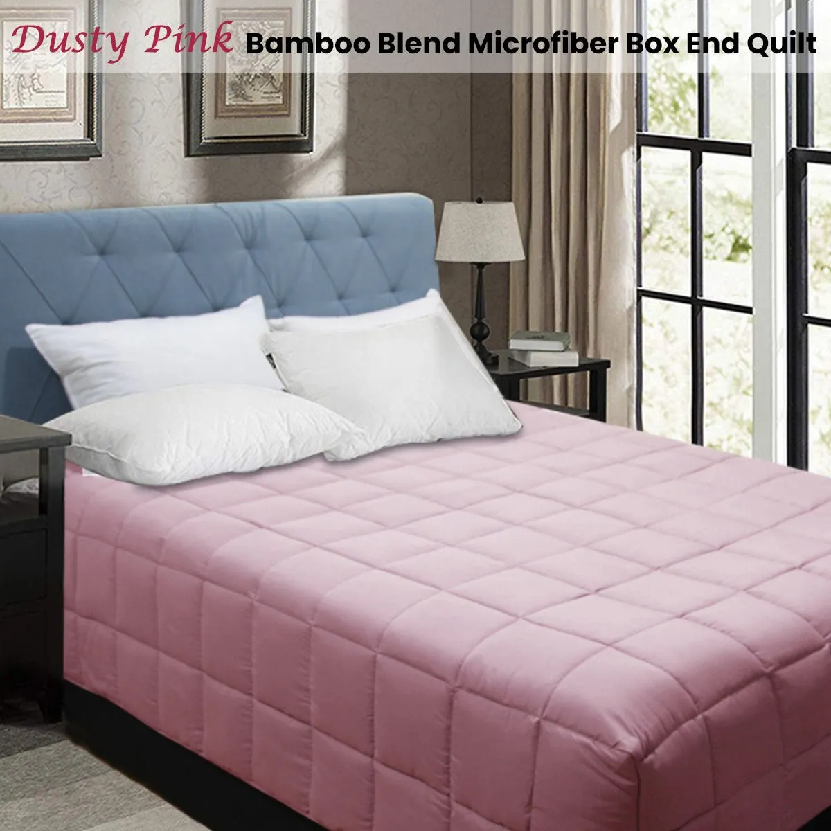 Bamboo Blend Microfiber Box End Quilt Dusty Pink Double