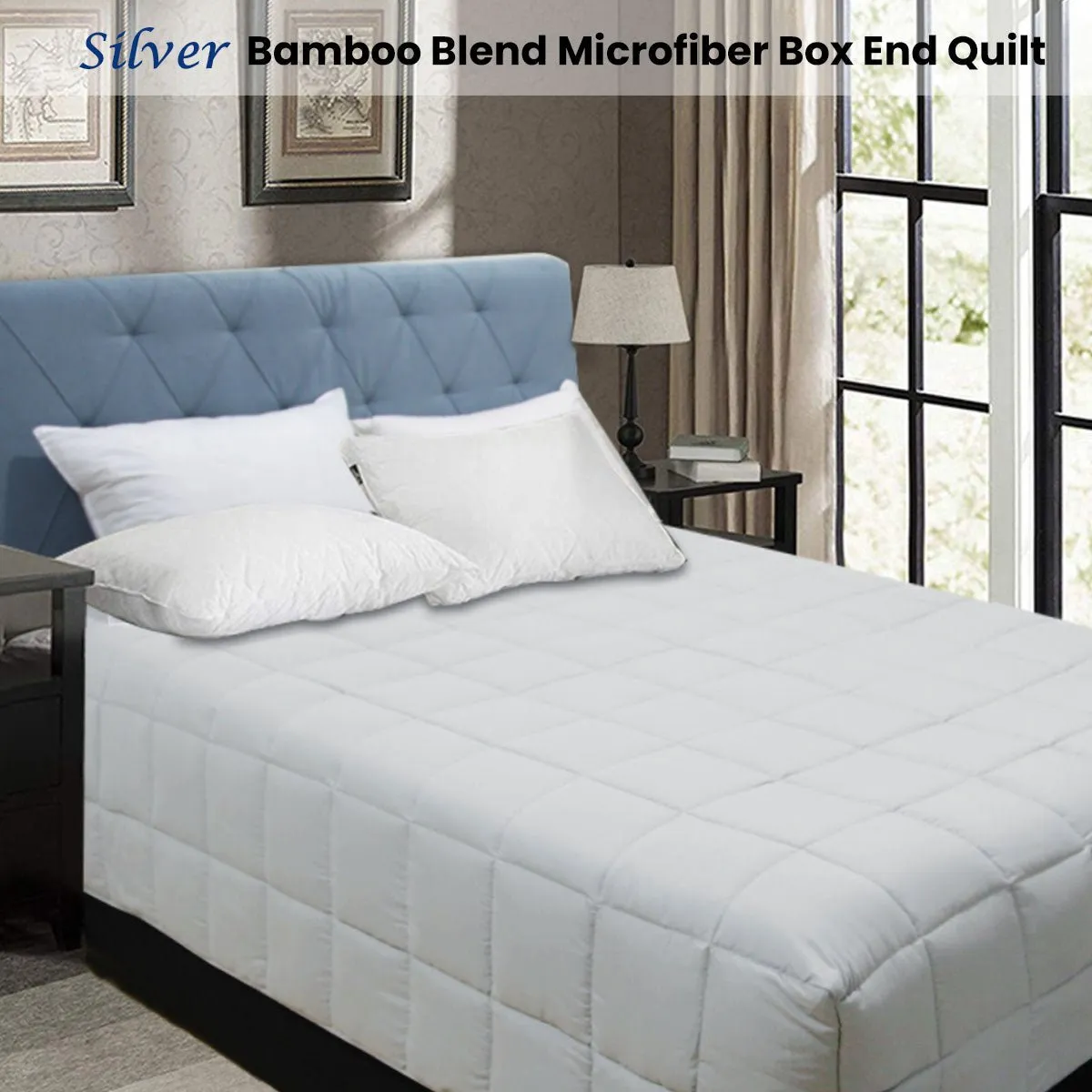 Bamboo Blend Microfiber Box End Quilt Silver Double