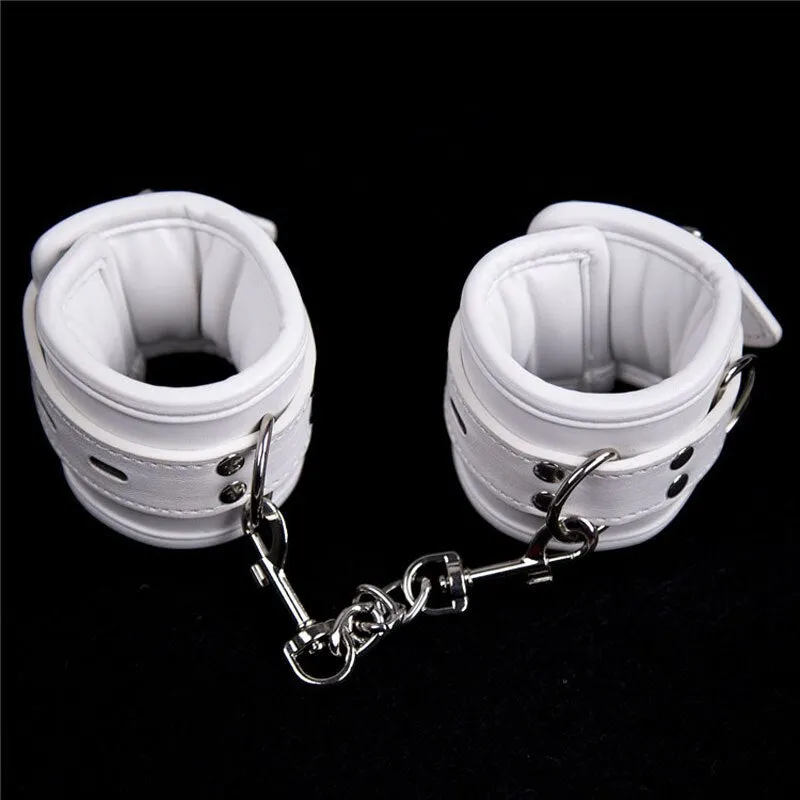 BDSM  White Slave Hand Ankle Cuffs