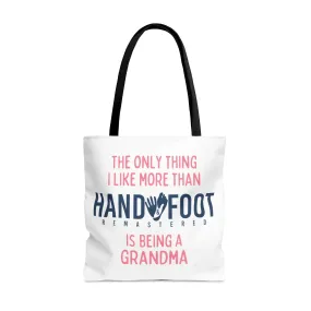 Being a Grandma Hand & Foot Remastered Polyester Tote Bag - 2 Sizes