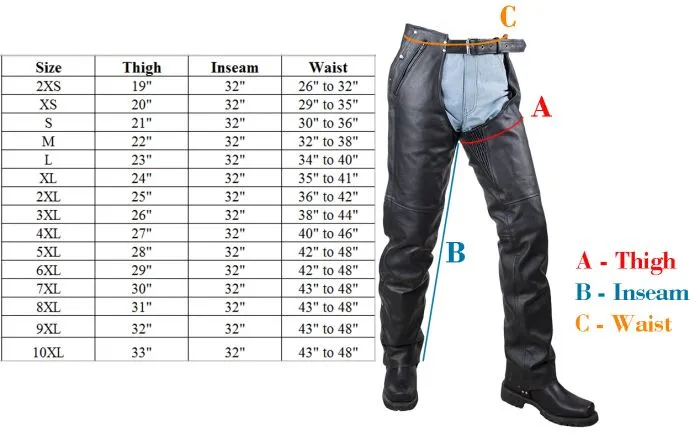 Biker Leather Chaps With Braid & Fringe, C337-11-DL