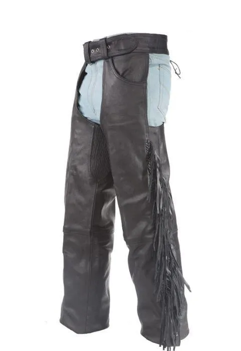 Biker Leather Chaps With Braid & Fringe, C337-11-DL