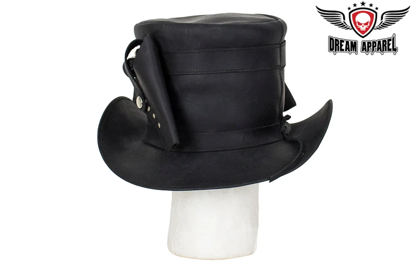 Black Leather Deadman Top Hat with Gun Holsters