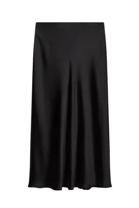 Black Satin Maxi Slip Skirt