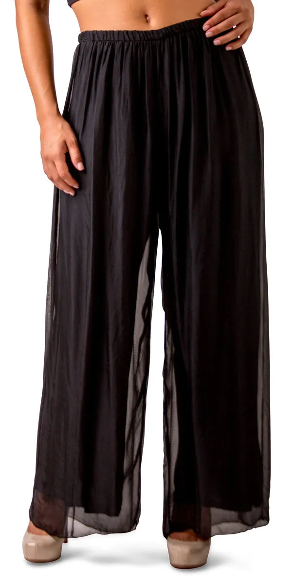 Black Silk Palazzo Pants