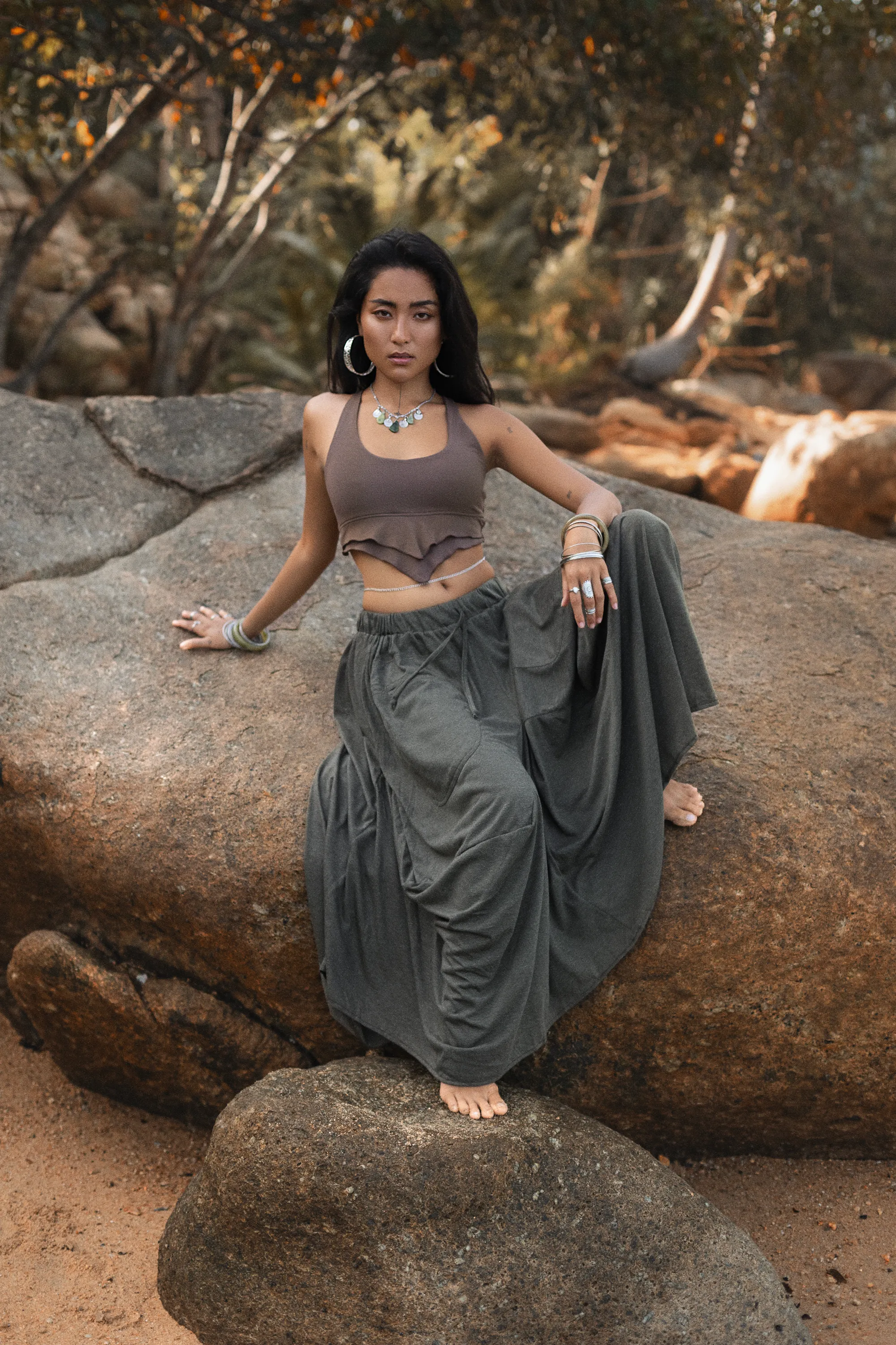 Boho Maxi Skirt Nariya Charcoal