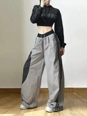 Bonnyshow Y2K Women Streetwear Techwear Cargo Korean Parachute Track Pants Tech Sweatpants Oversize Wide Leg Joggers Trousers Clothes