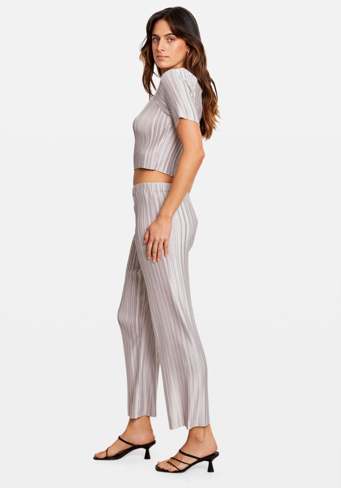 BOX PLEAT STRAIGHT PANT PLATINUM