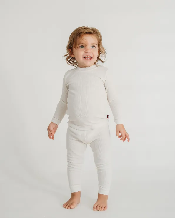 Boys Soft & Cozy Thermal 2-Piece Long Johns | Denim Blue w- Baby Blue Stitch