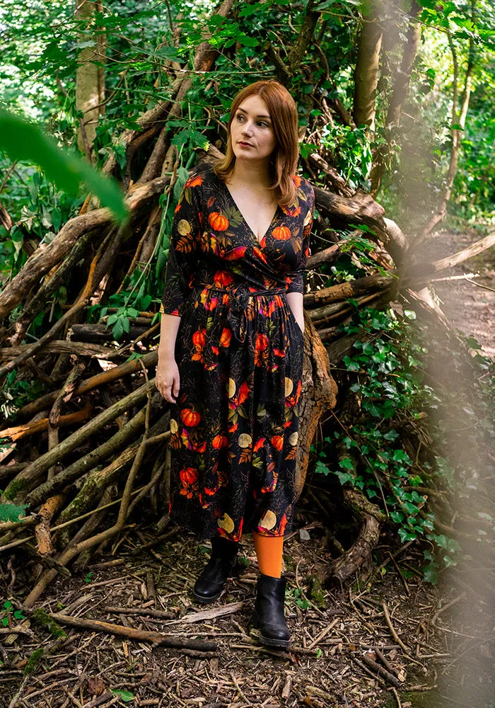 Bram Pumpkins & Bat Print Midi Dress