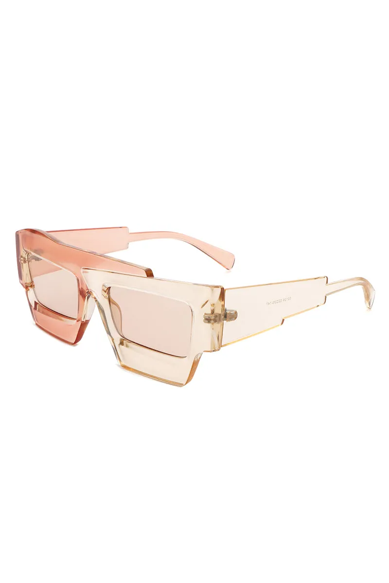 Brynden - Futuristic Square Irregular Flat Top Two-Tone Sunglasses