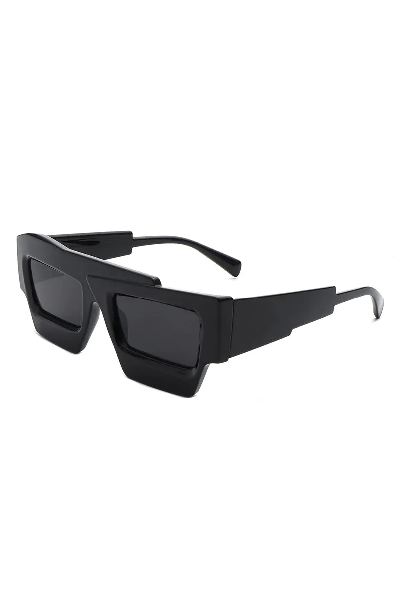 Brynden - Futuristic Square Irregular Flat Top Two-Tone Sunglasses