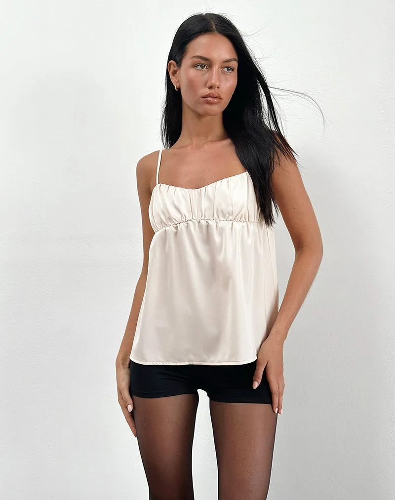 Camden Longline Cami Top in Satin Ivory