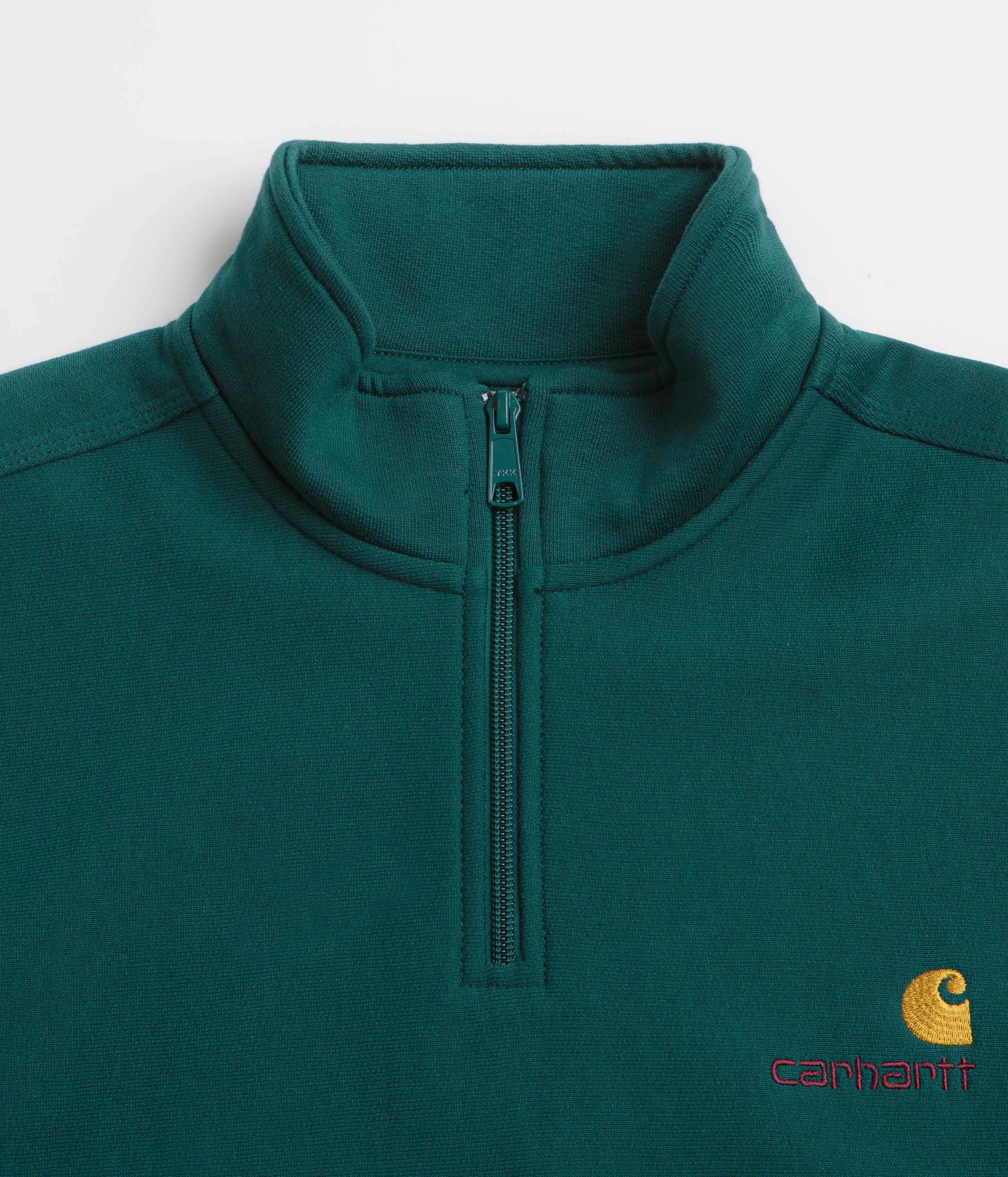 Carhartt Half Zip American Script Sweatshirt - Malachite