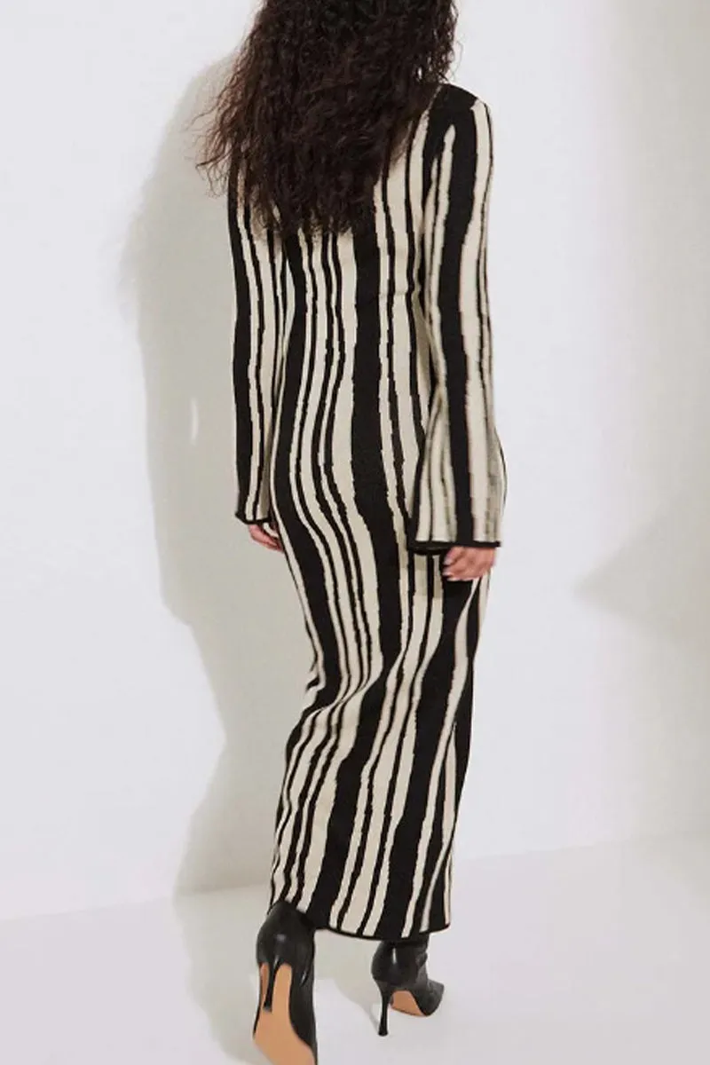 Casual Animal Print Contrast O Neck A Line Dresses(4 Colors)