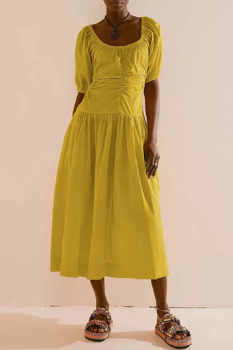 Casual Solid Basic U Neck Long Dresses