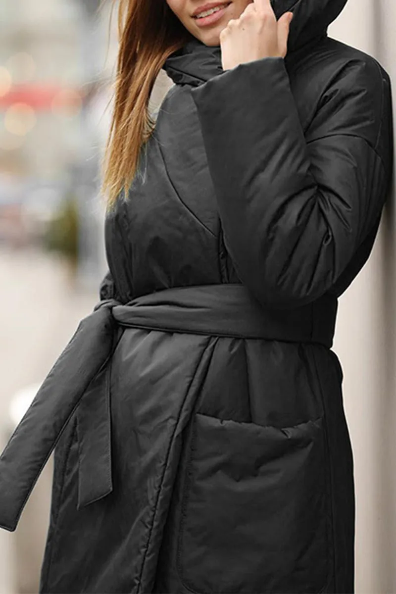 Casual Solid Pocket Hooded Collar Outerwear