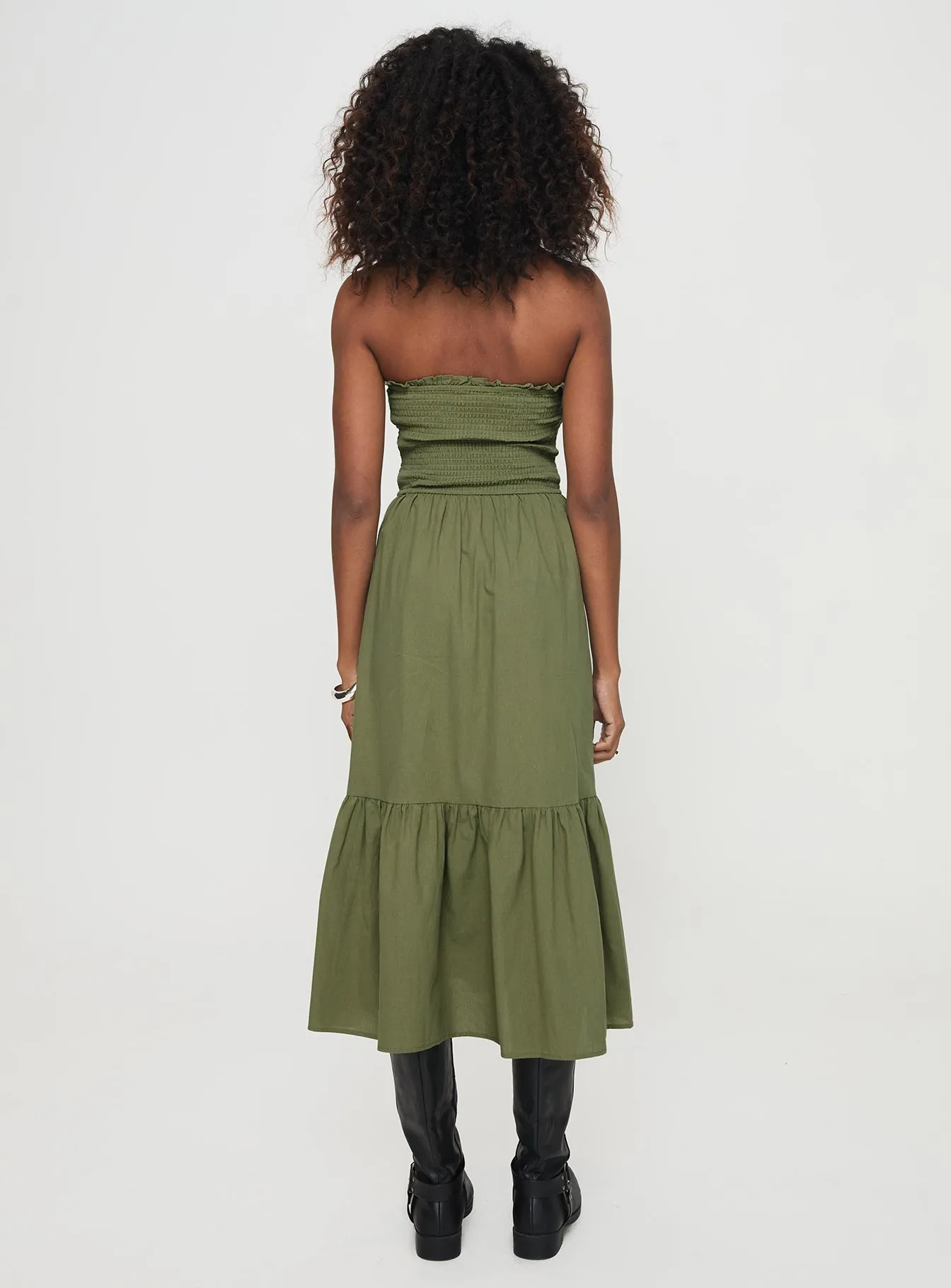 Chani Strapless Maxi Dress Olive