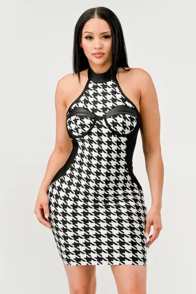 Checkmate-  Black and White Bandage Dress