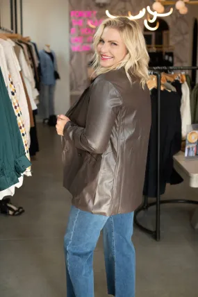 Chocolate Oversized leather Jacket