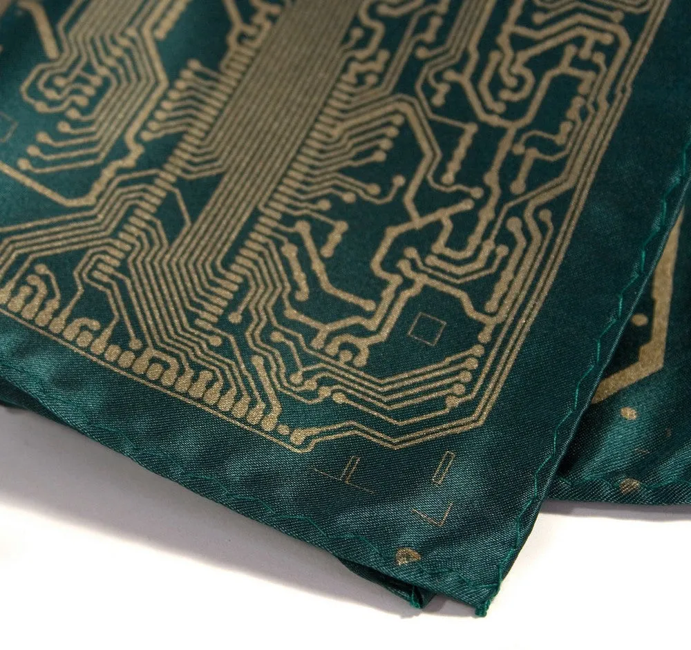 Circuit Board Pocket Square. Short Circuit handkerchief