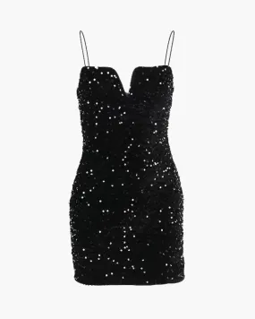 Éclatante – Silver sequin finish – Mini dress