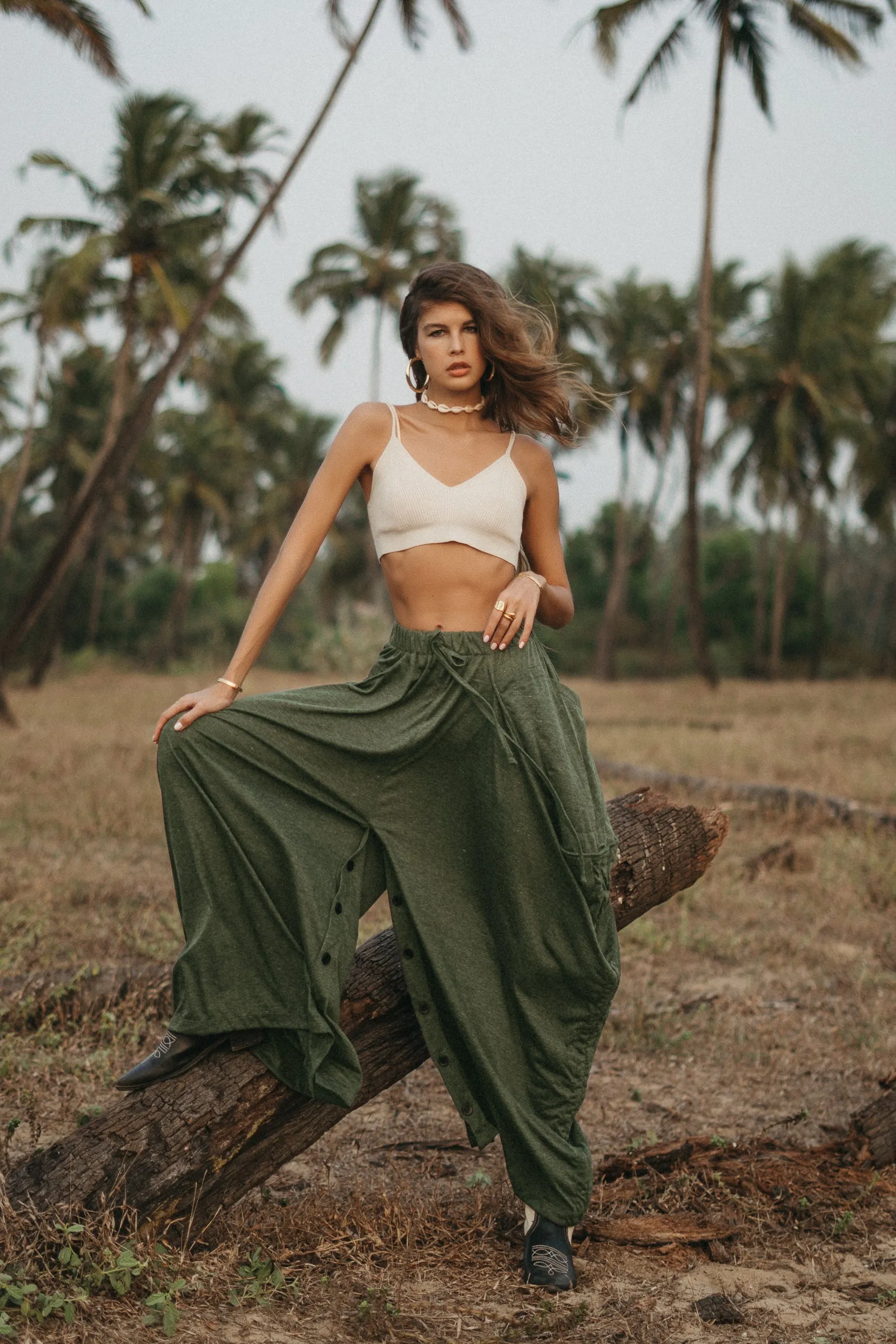 Convertible Maxi Skirt Palazzo Pants Olive