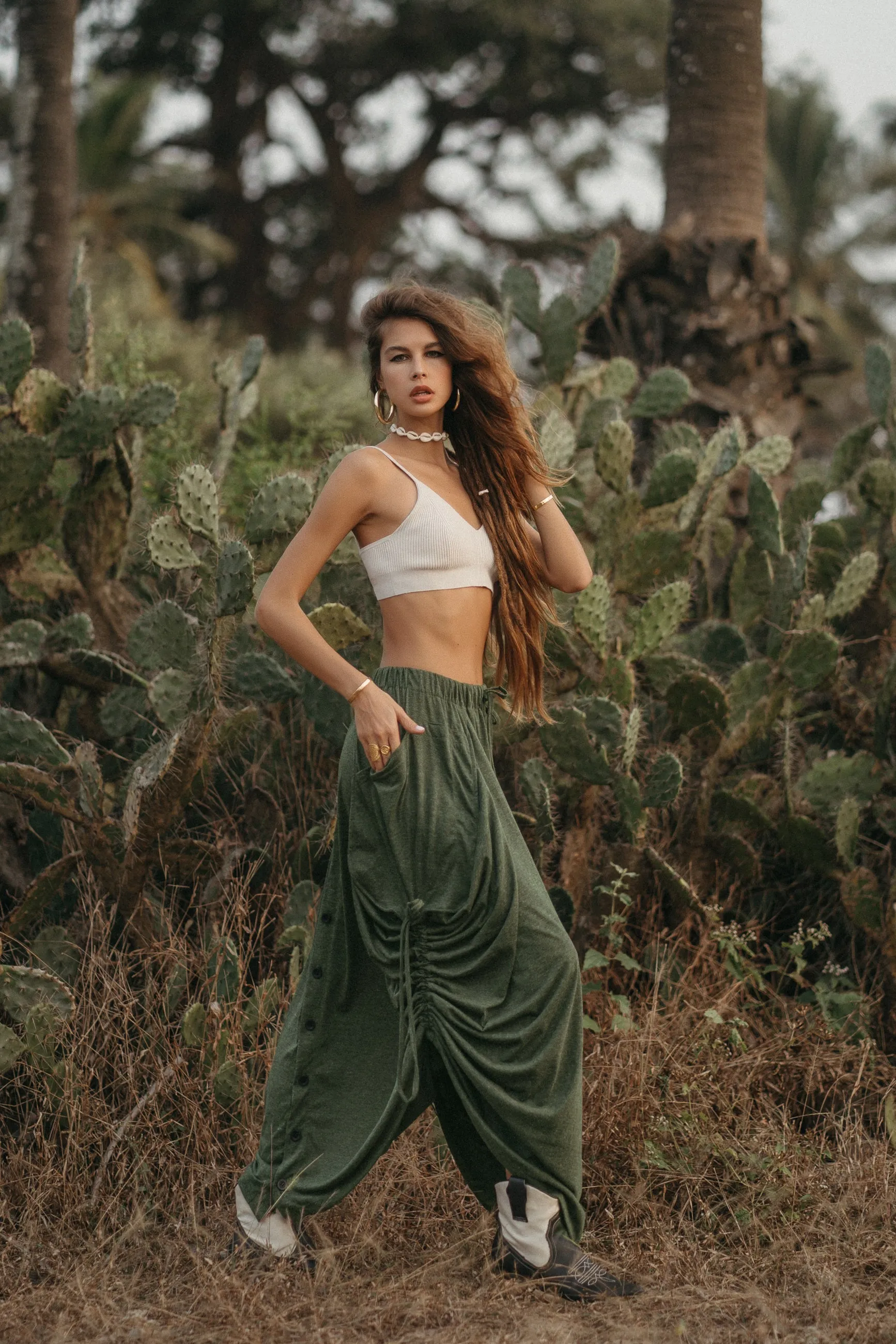 Convertible Maxi Skirt Palazzo Pants Olive