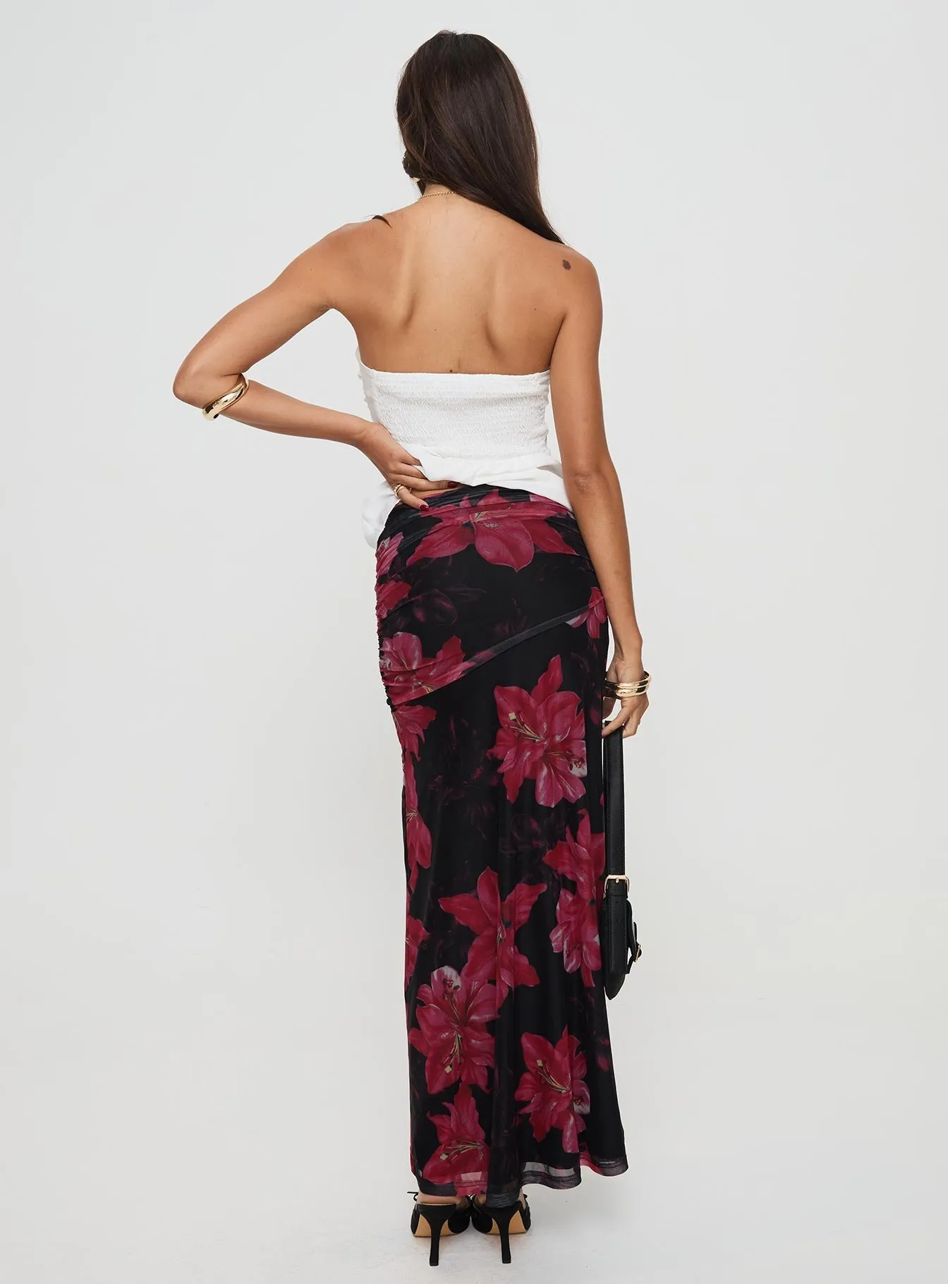 Cooperi Maxi Skirt Black / Red Floral