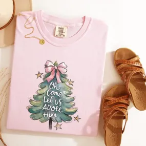 Coquette Bow Adore Him Tree Graphic Tee