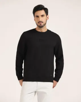 Crew Neck Black Solid Sweatshirt - Jame