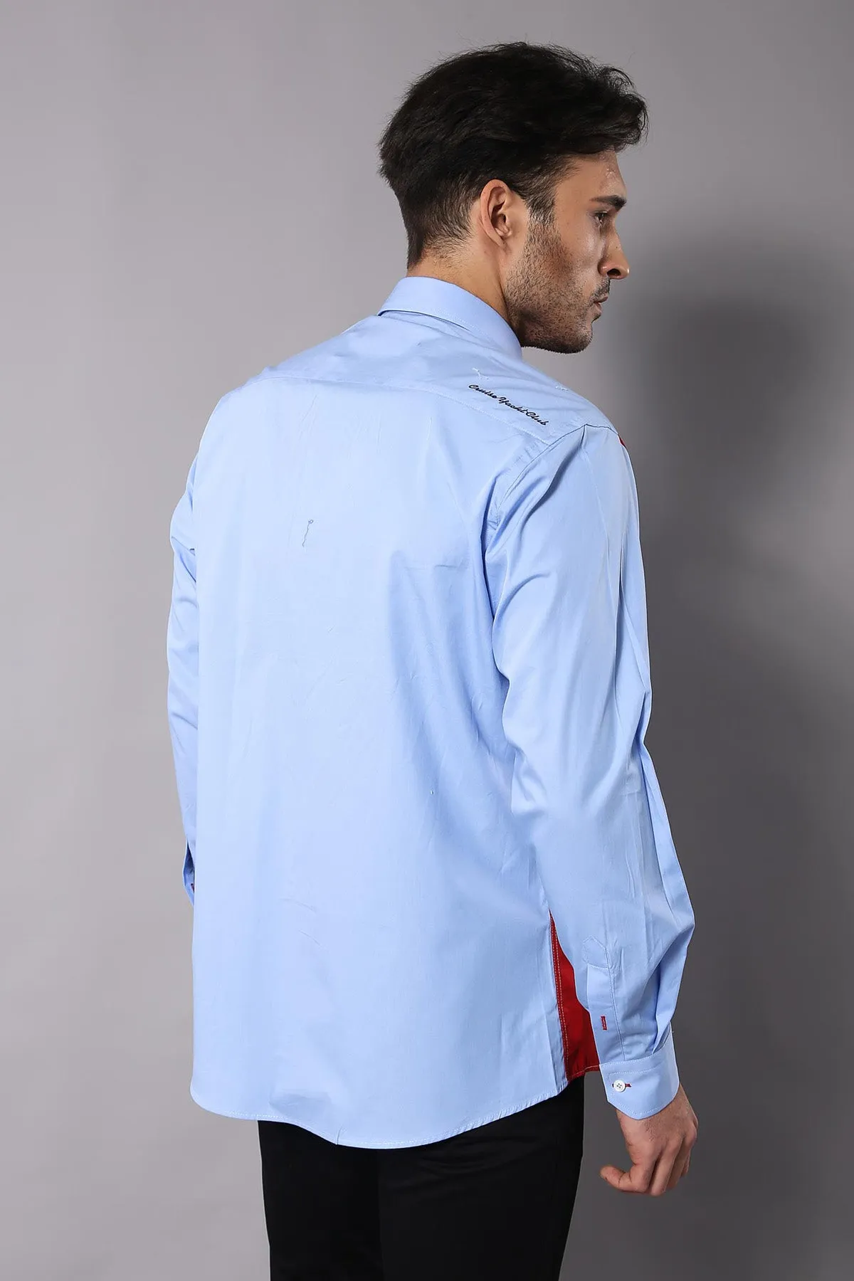 Cruise Yachting Crested Light Blue-Red Shirt-Wessi