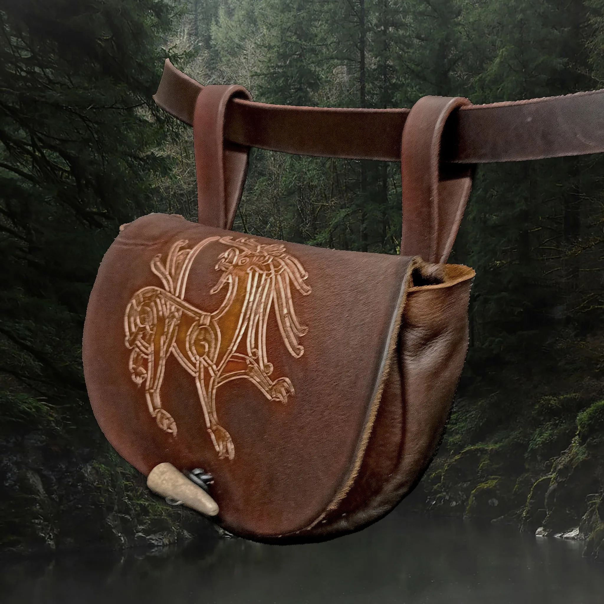 Custom Made Turned Leather Viking Belt Pouch