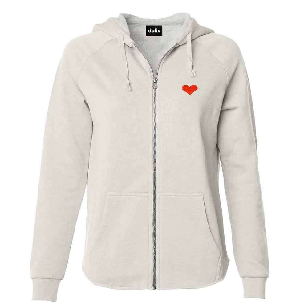 Dalix Pixel Heart Washed Zip Hoodie